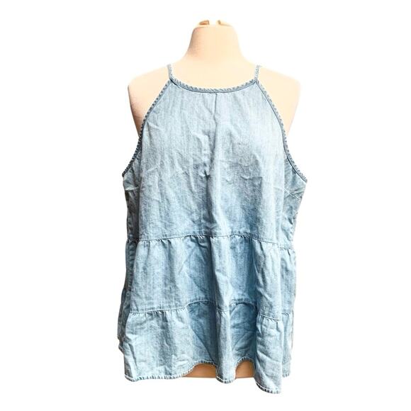 Light Jean Chambray Tank Top - Picture 2 of 9